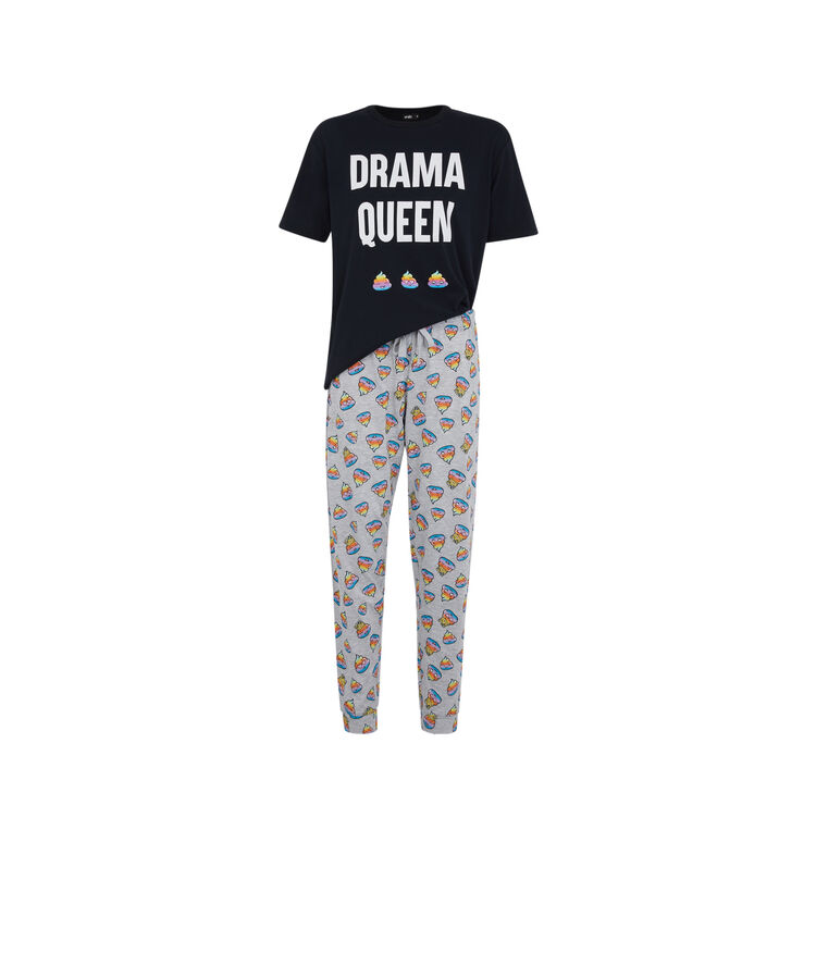 Conjunto de pijama top + pantalón con estampado intereinchieusiz negro.