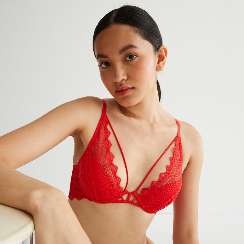 sujetador push-up calado con cintas caladas - rojo sujetador push-up calado con cintas caladas - rojo;