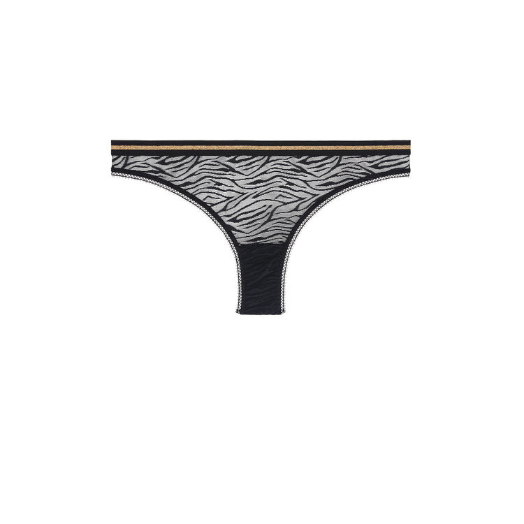 Tanga de tul con efecto de cebra zebrimeshiz negro.