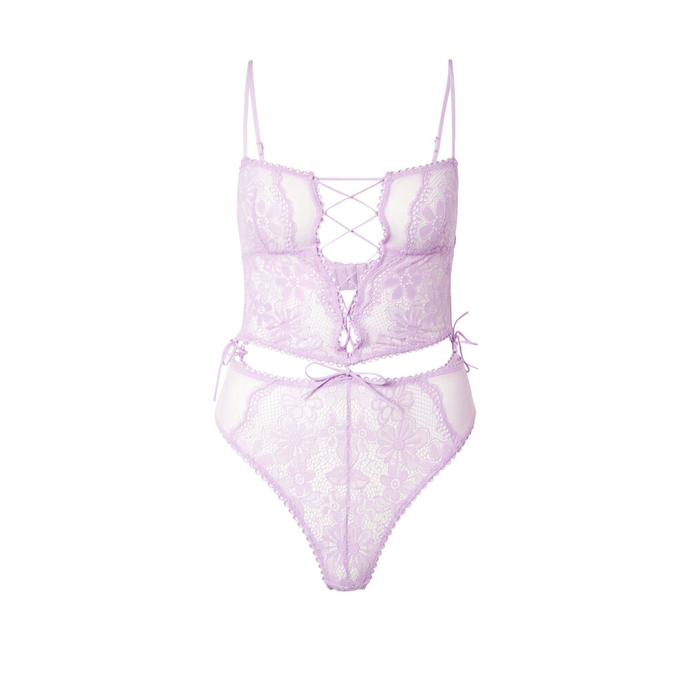 Body todo de encaje efecto corsé - lila violeta.