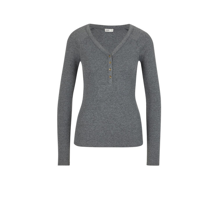 Top de manga larga acanalado liso minimimiz gris.