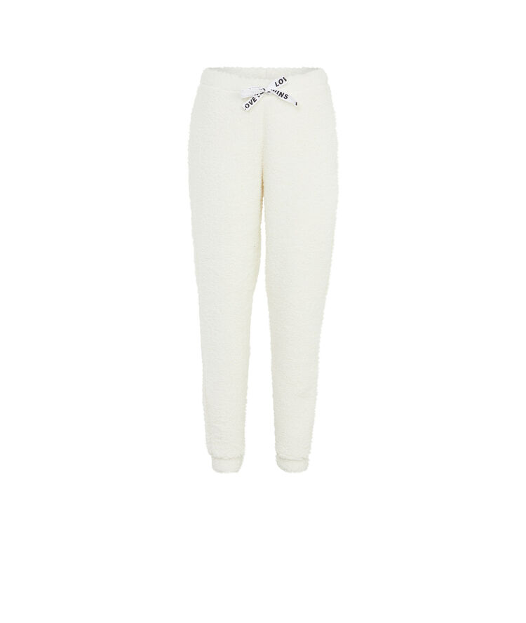 Pantalón polar con detalle de cordón polipantiz blanco roto.