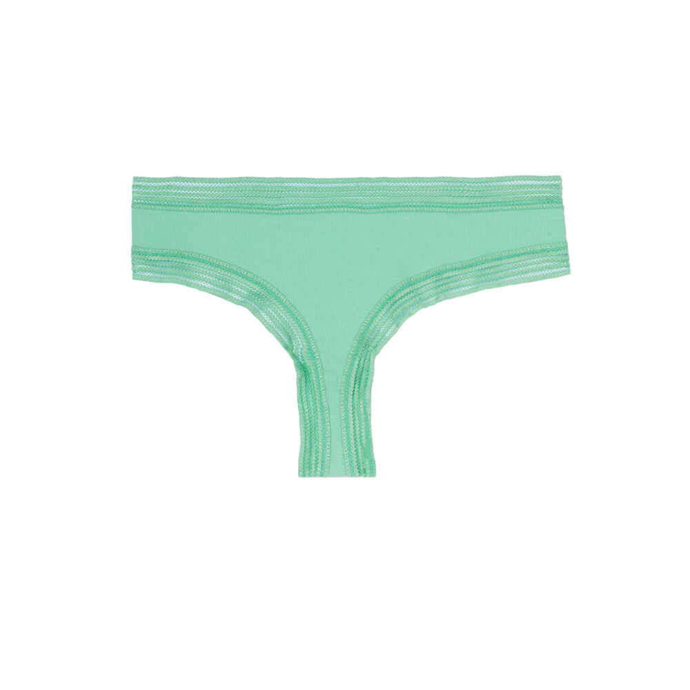 Braguita culotte lisa con detalles de encaje - verde verde.