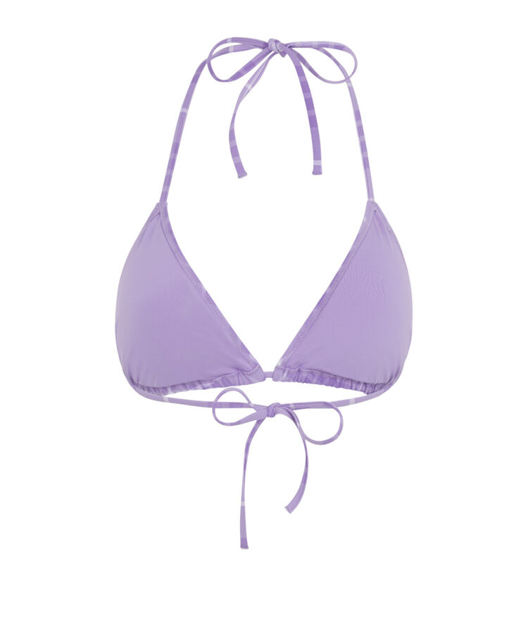 Parte de arriba de bikini triángulo a cuadros - morado morado.