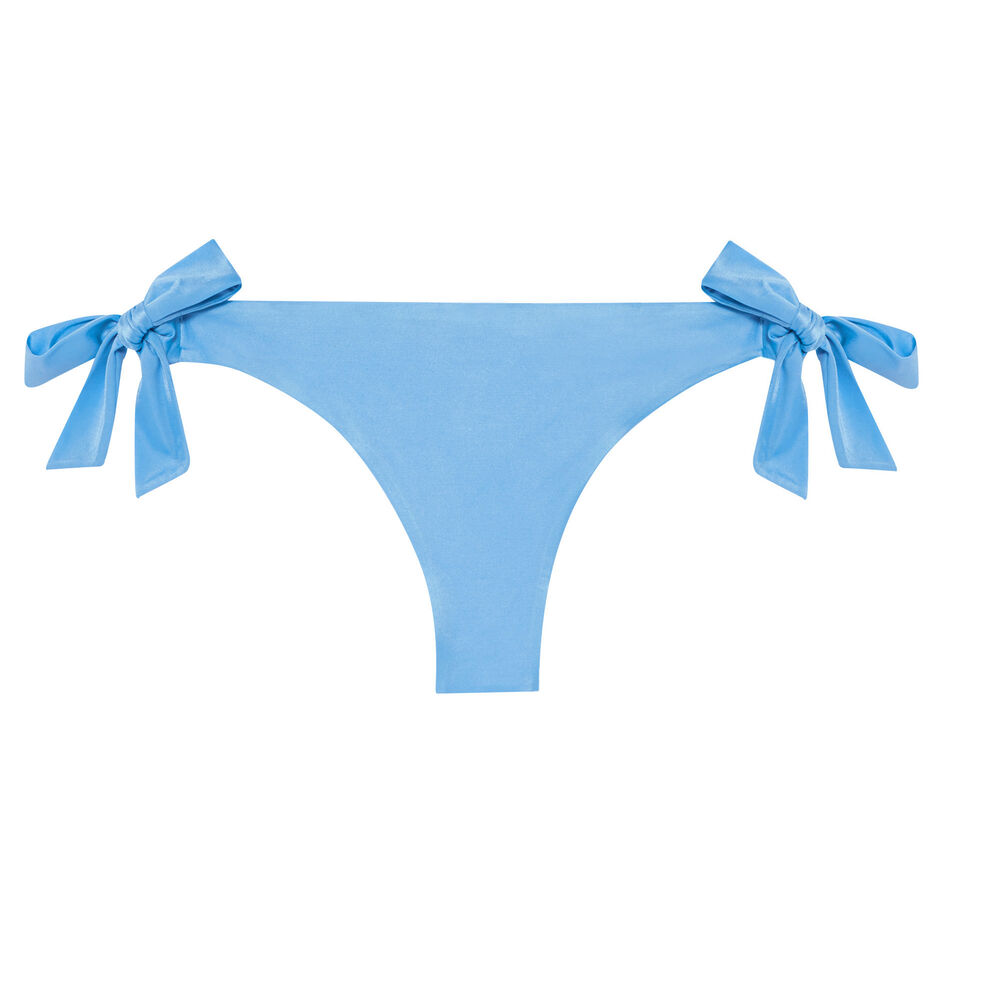 Parte de abajo de bikini braguita brasileña escotada satinada - azul azul.