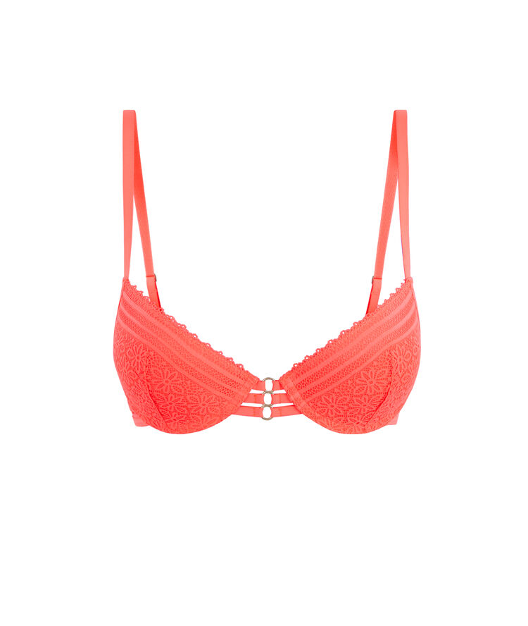 Sujetador push-up de encaje triasiz coral.