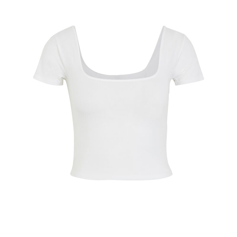 Top con cuello a cuadros - blanco Top con cuello a cuadros - blanco;