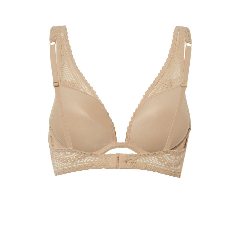 Sujetador tipo fular con detalle de perla - beige beige.