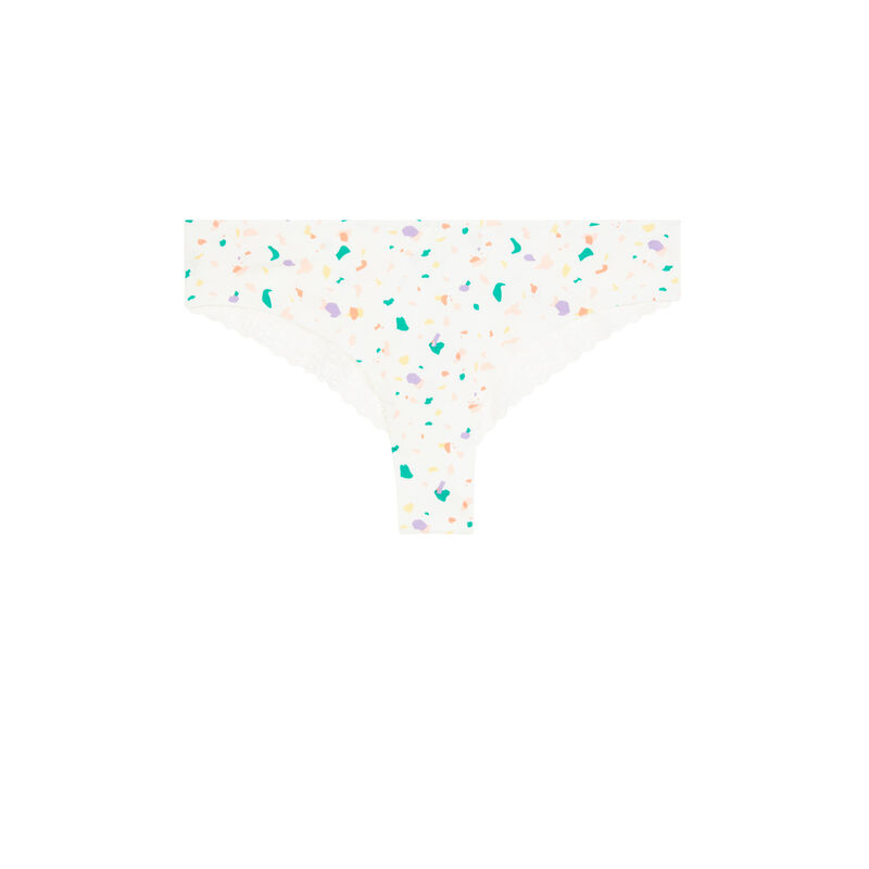 Braguita culotte con estampado de confettis blanco roto Braguita culotte con estampado de confettis blanco roto;