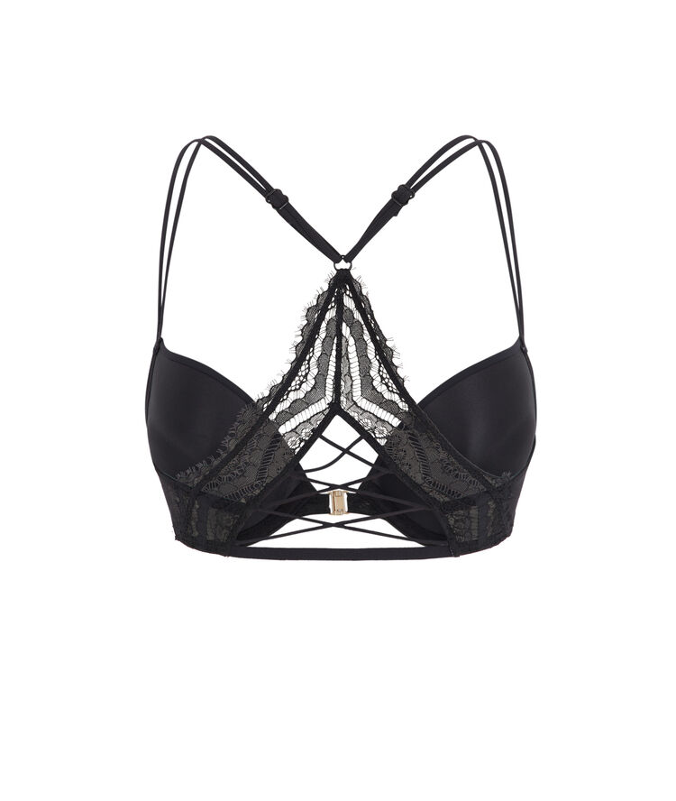 Sujetador push-up micro/encaje en la espalda pushwaviz negro.