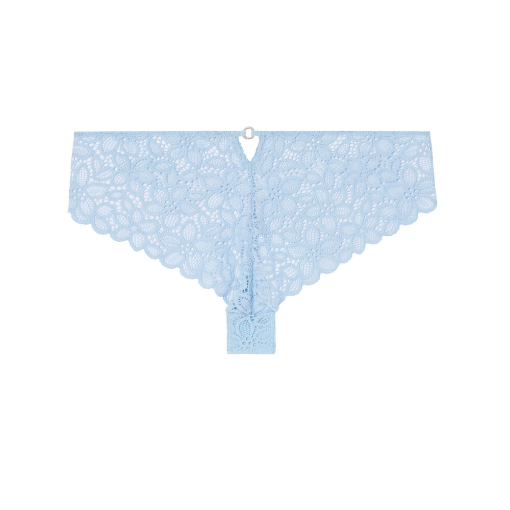 Braguita culotte de encaje con flores y detalle de anillas - azul azul.