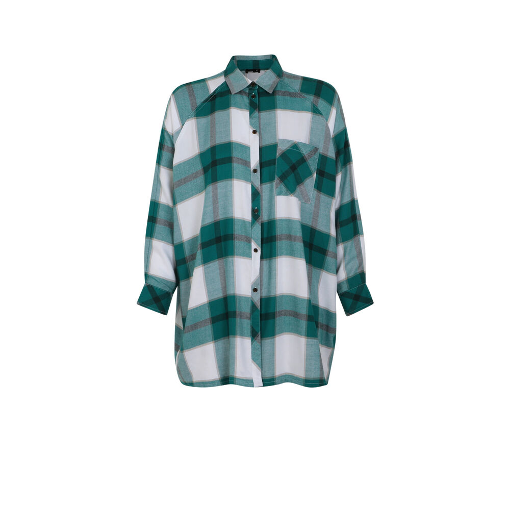 Camiseta larga a cuadros - verde verde.