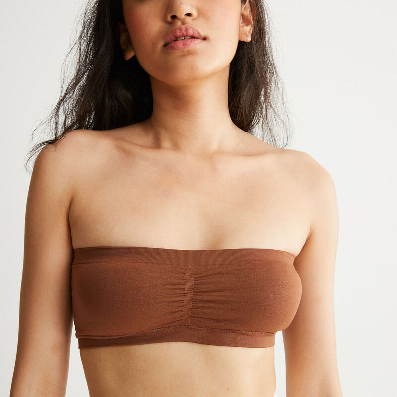 Sujetador bandeau liso - marrón Sujetador bandeau liso - marrón;