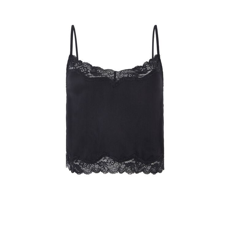 Top con tirantes finos de satén sexysatiz negro.