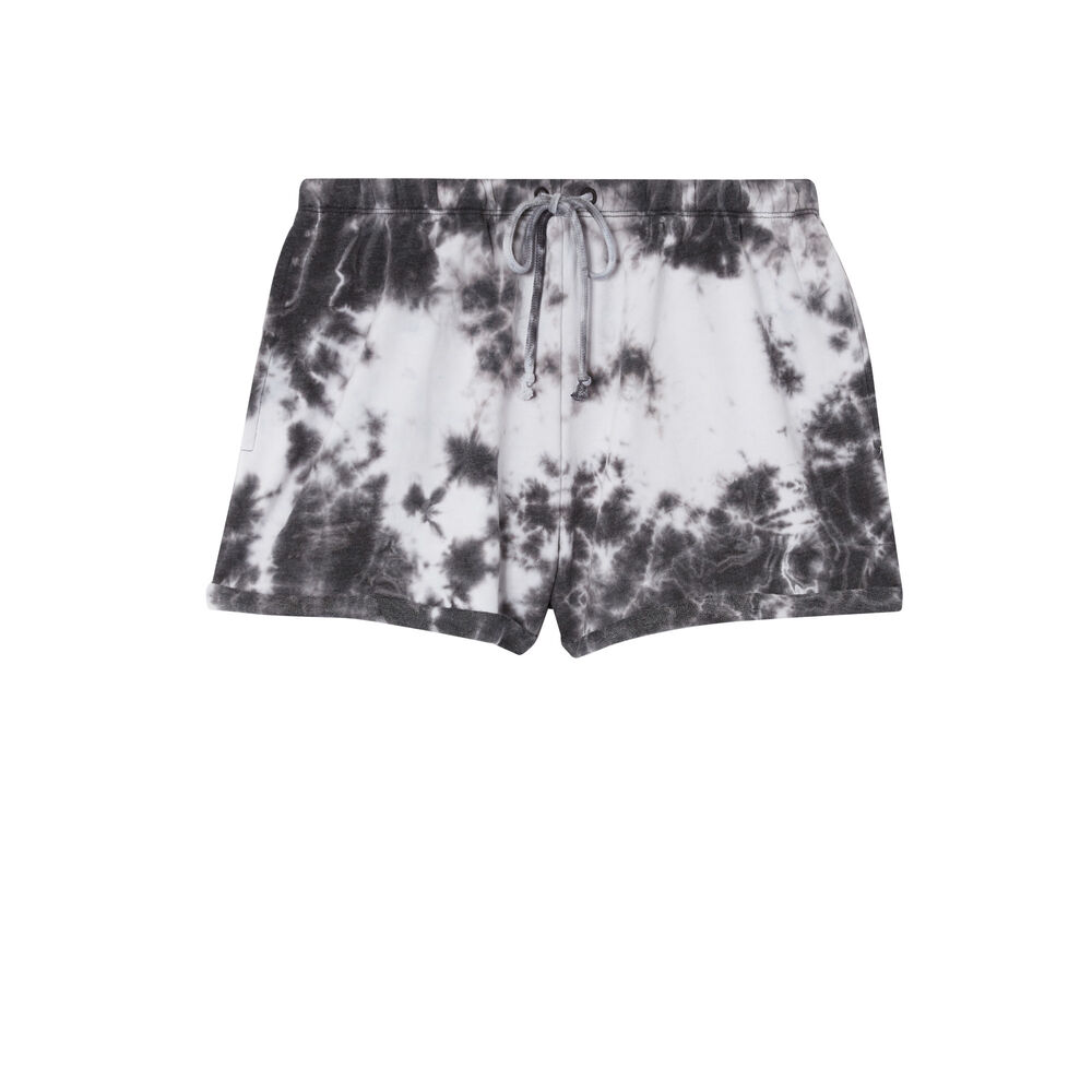 Shorts efecto tie and dye con detalle de cordón - negro negro.