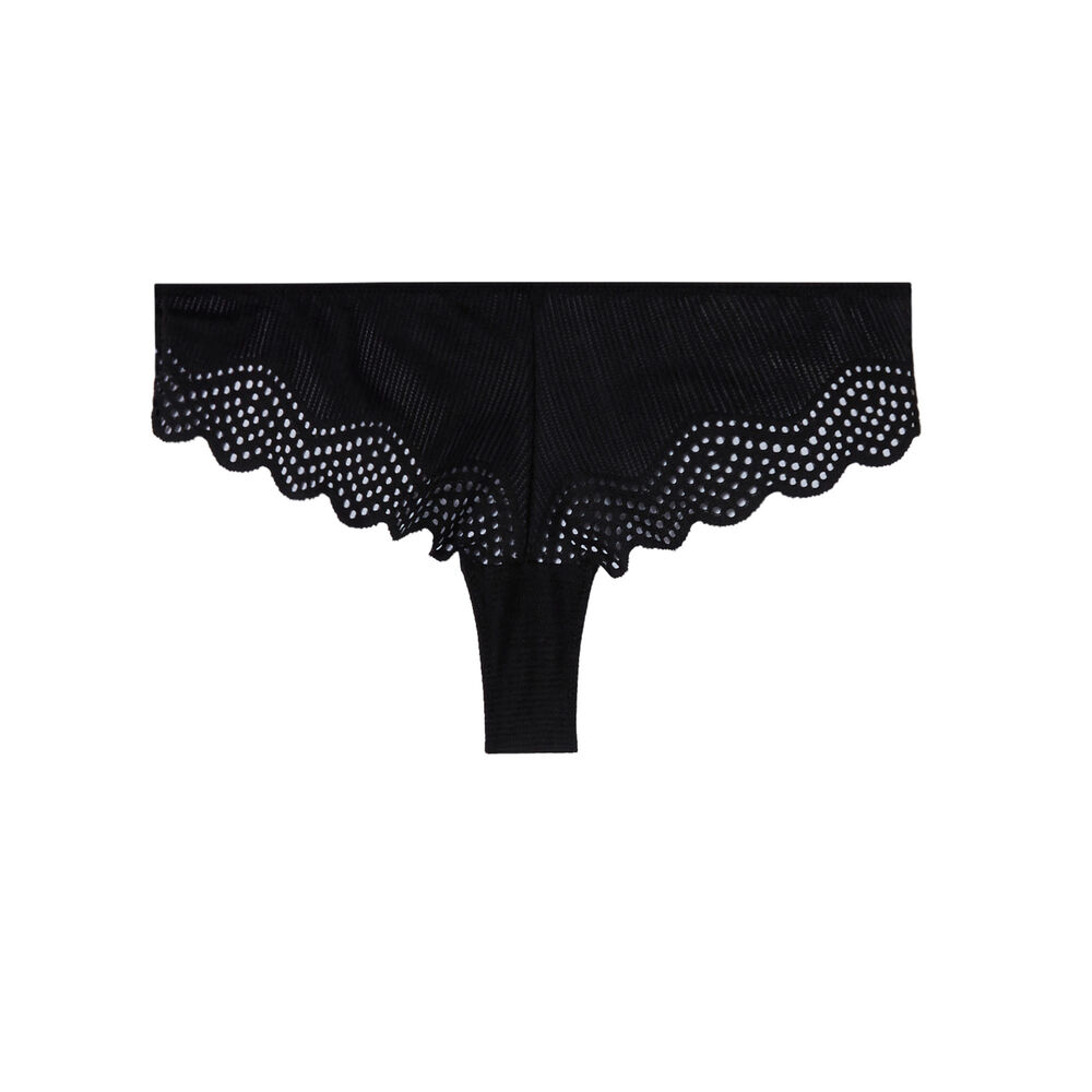 Braguita brasileña con detalle de encaje - negra negro.