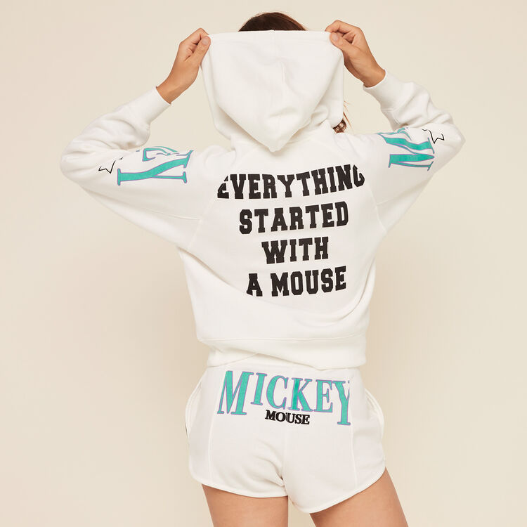 Sudadera con capucha de felpa con estampado mickey mickeymousiz blanco roto.