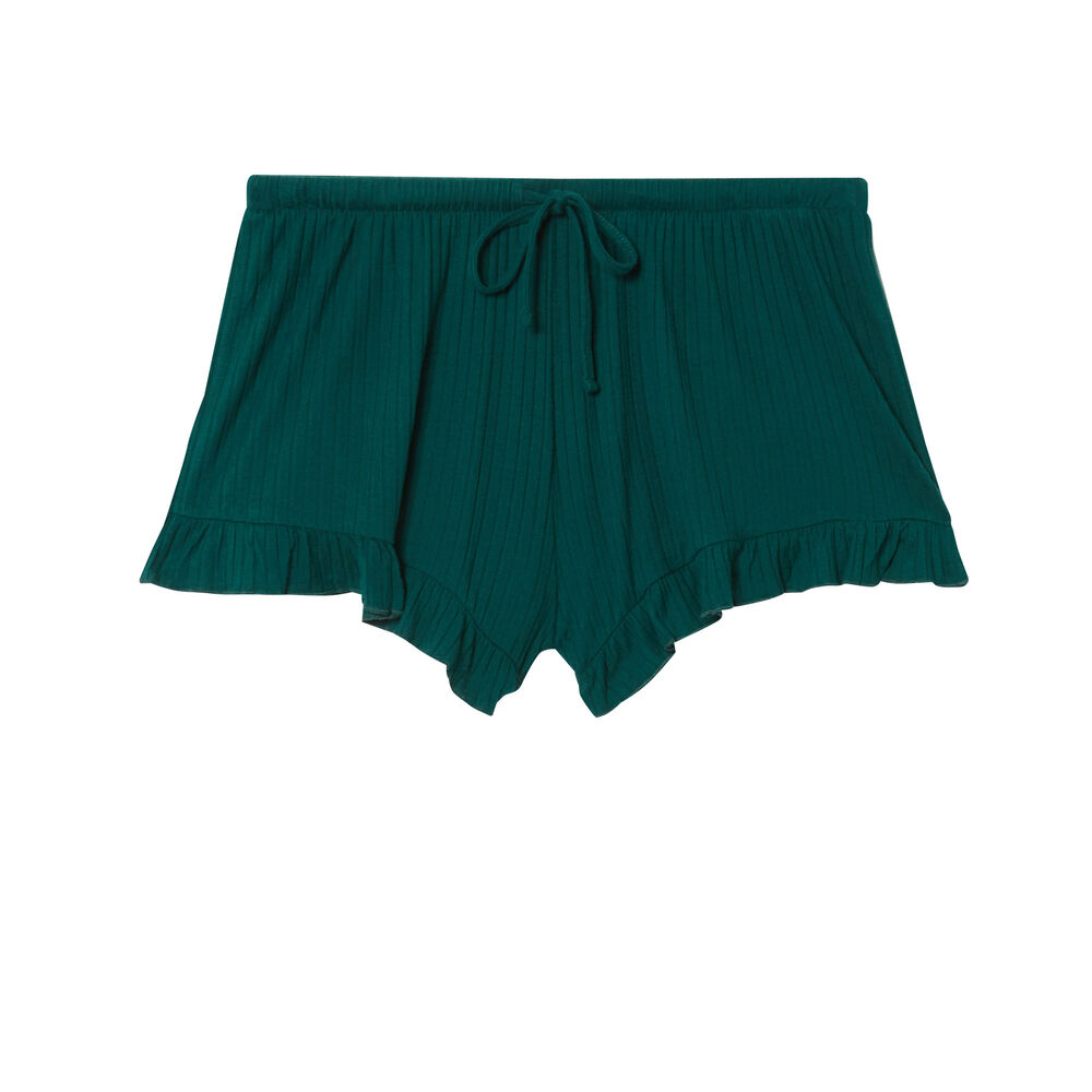 Pantalón corto con volantes y lazos escotado - pino verde.