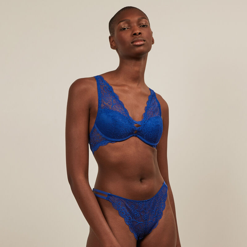 Sujetador push-up pañuelo de encaje - azul real Sujetador push-up pañuelo de encaje - azul real ;