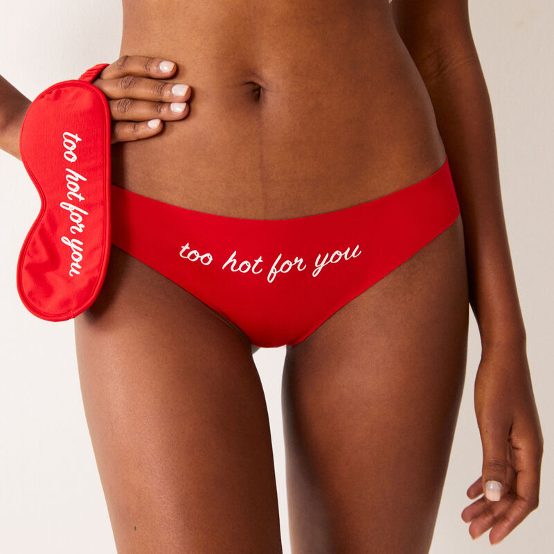 Juego de mascarilla y braguita con estampado too hot for you - rojo Juego de mascarilla y braguita con estampado too hot for you - rojo;