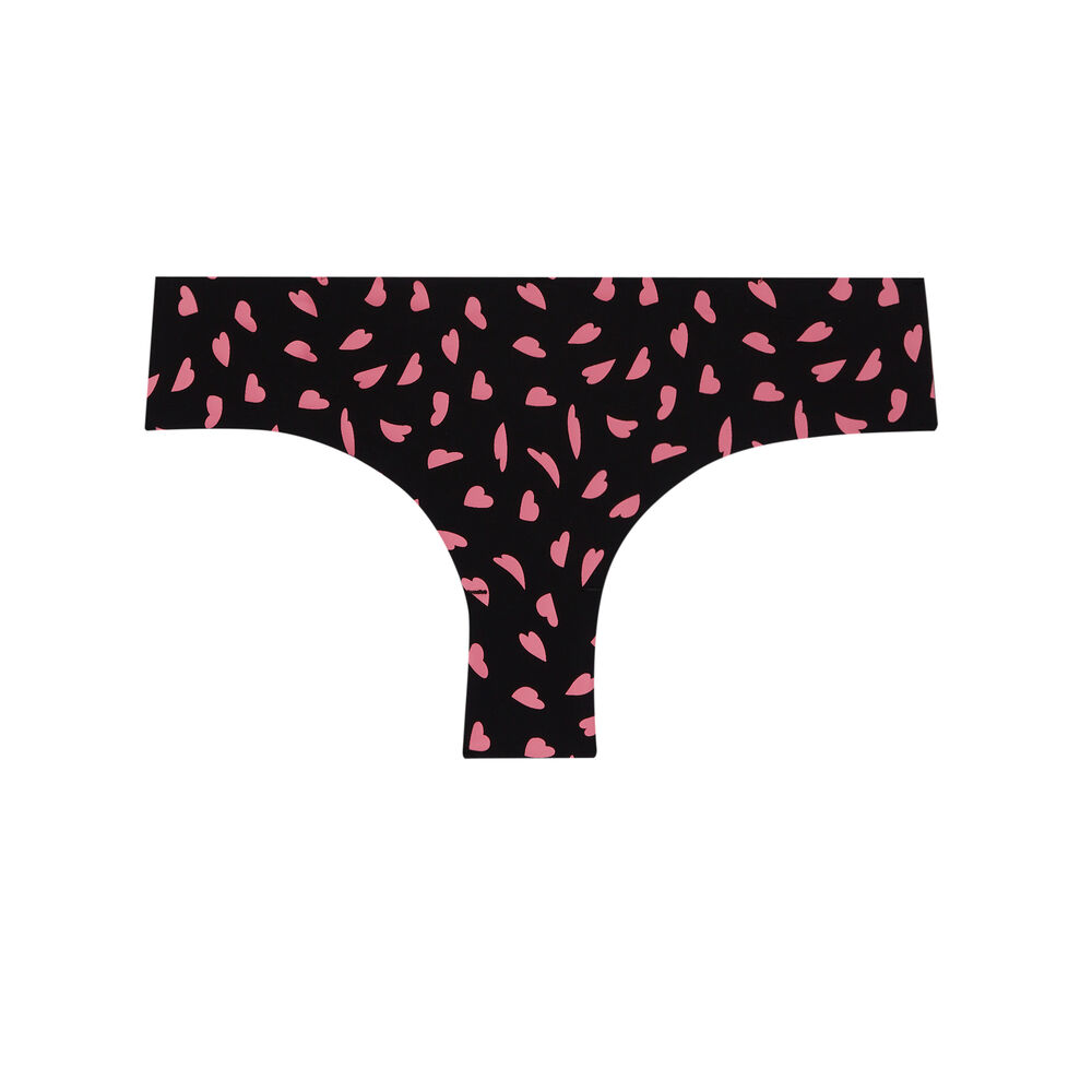 Braguita culotte con dibujos de corazón - negra negro.