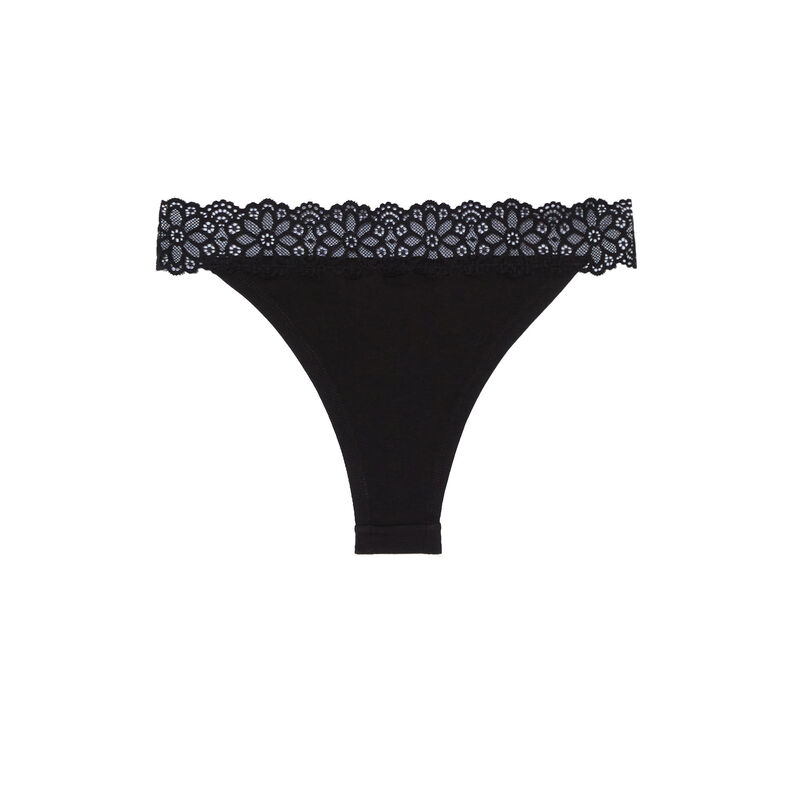 braguita brasileña con encaje elástico - negro braguita brasileña con encaje elástico - negro;