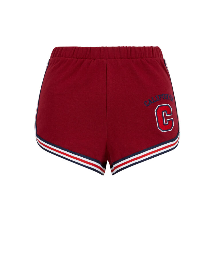 Shorts con mensaje bordado californiz burdeos.