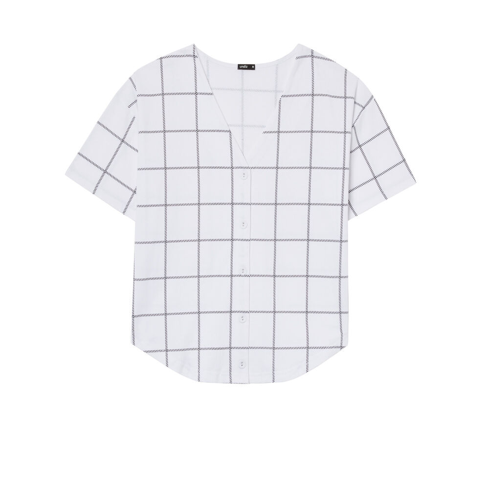 Top crop camisa a cuadros - blanco blanco.