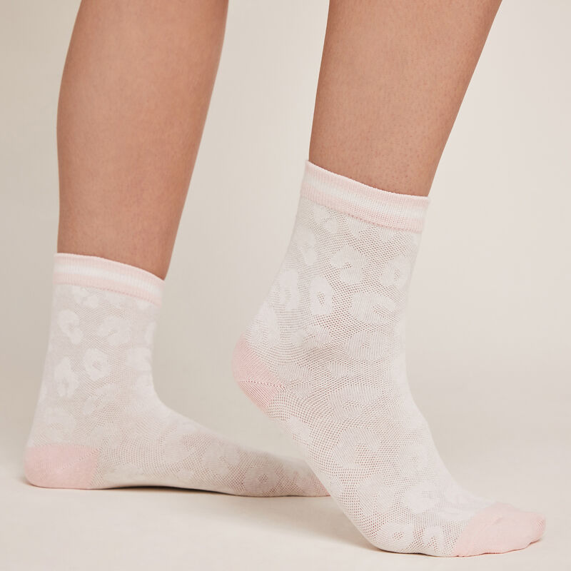 Calcetines jacquard de leopardo - blanco Calcetines jacquard de leopardo - blanco;