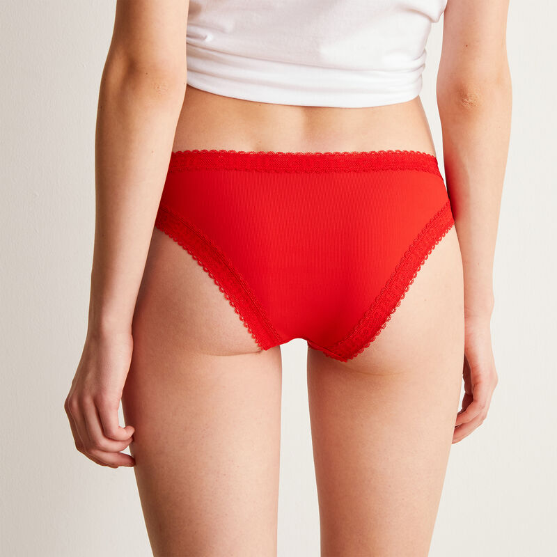 Braguita lisa de microfibra con detalle de encaje - roja Braguita lisa de microfibra con detalle de encaje - roja;