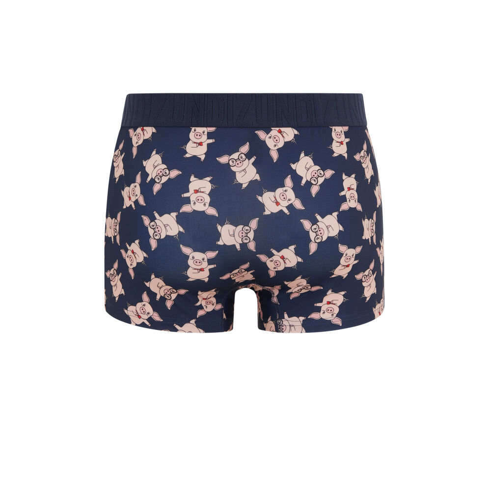 Bóxer micro con estampado piggiz azul.