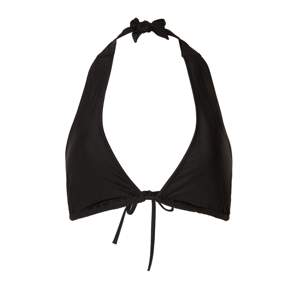 Parte de arriba de bikini triángulo pañuelo sin aros satinado - negro negro.