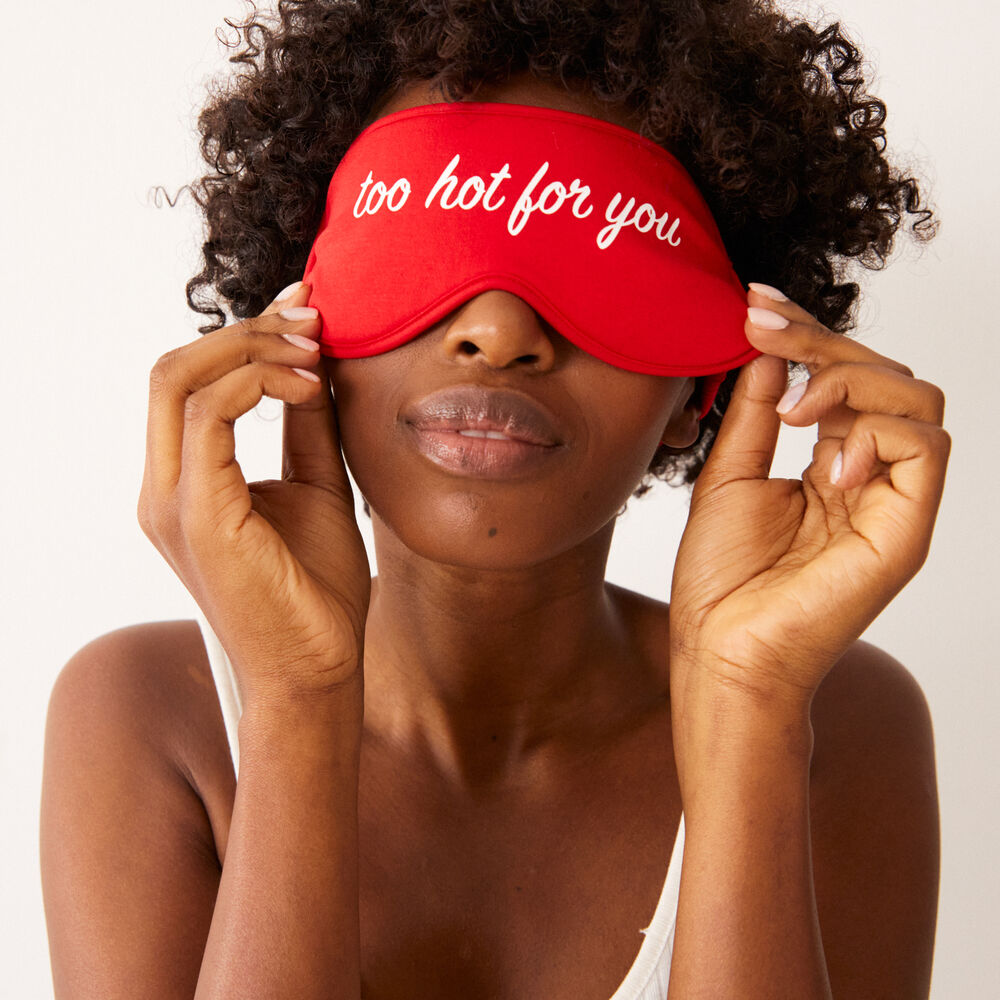 Juego de mascarilla y braguita con estampado too hot for you - rojo rojo.