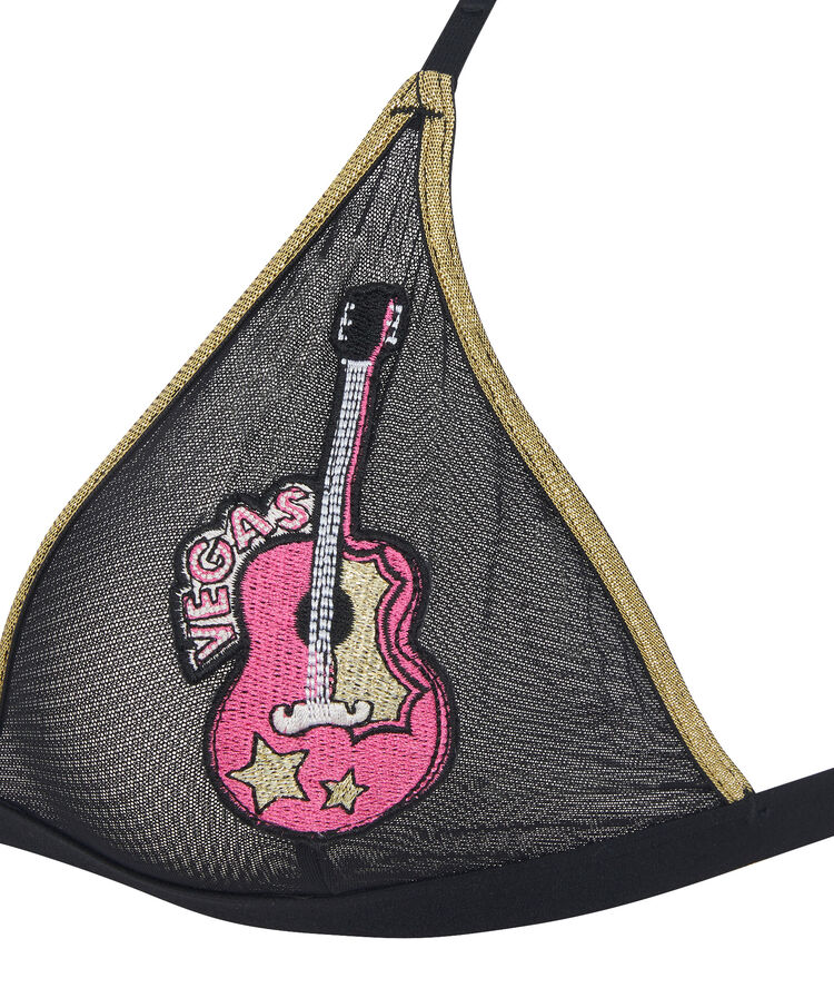 Sujetador negro triangular sin aros con detalles bordados elvisiz negro.