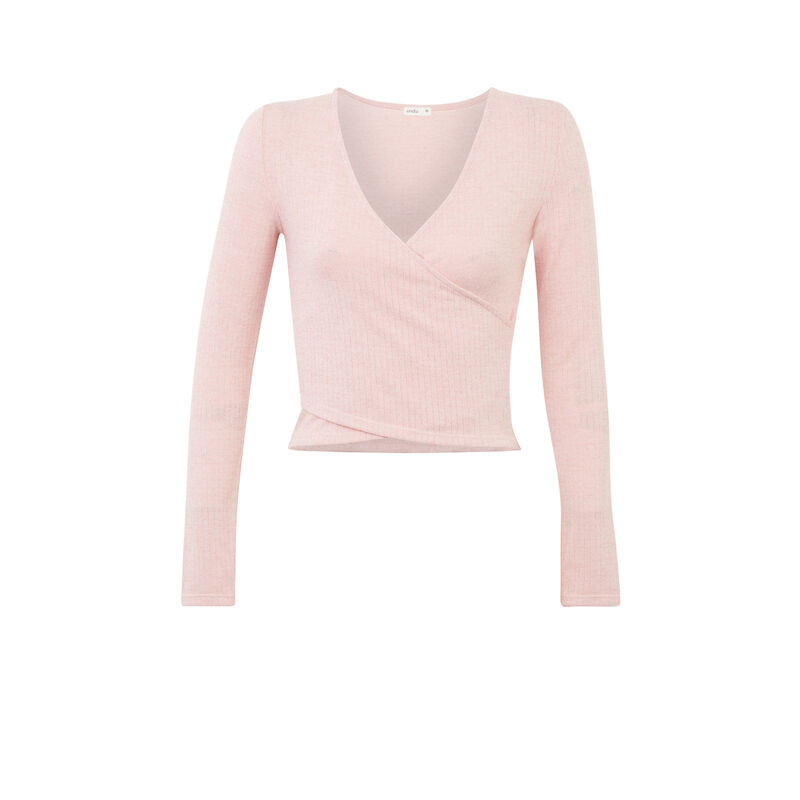 top de manga larga con efecto cruzado - rosa top de manga larga con efecto cruzado - rosa;
