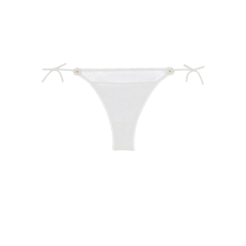 Braguita brasileña de tul que se anuda - blanca blanco.