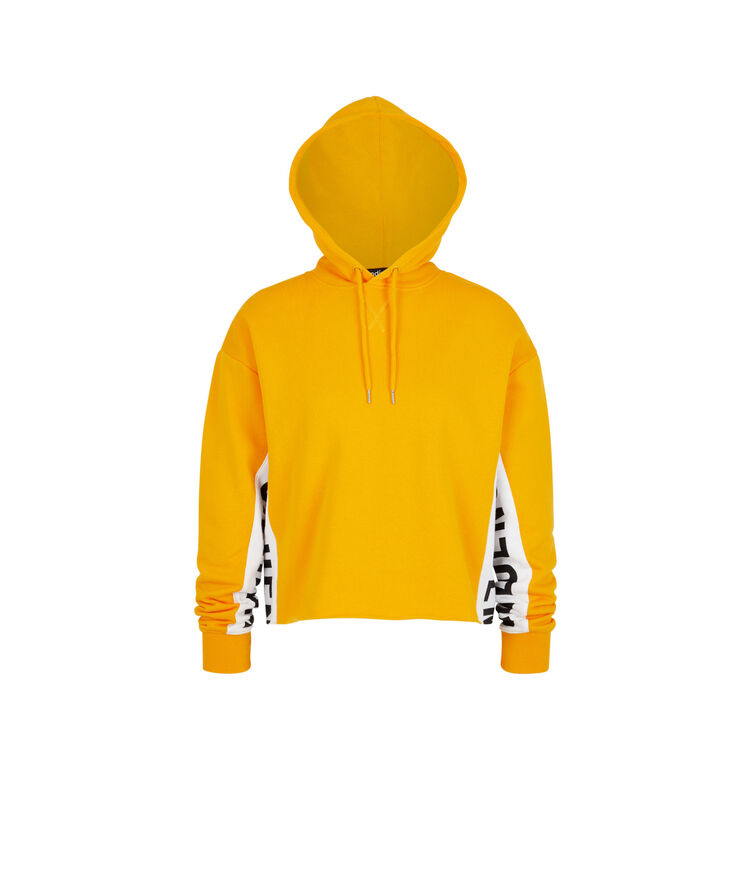 Sudadera con capucha y bandas laterales hellovibiz azafrán.