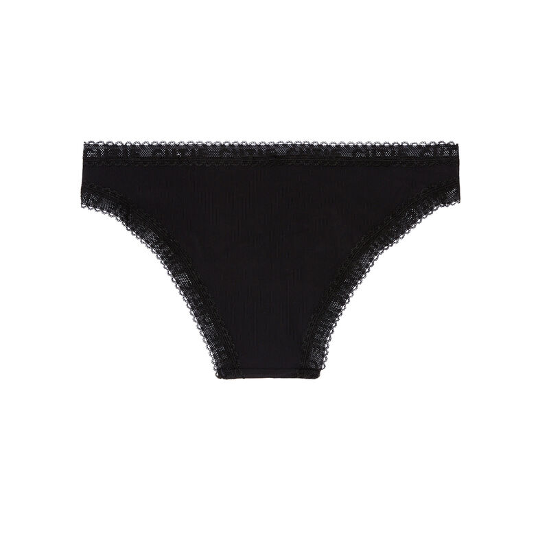Braguita de microfibra con detalles de encaje - negra Braguita de microfibra con detalles de encaje - negra;