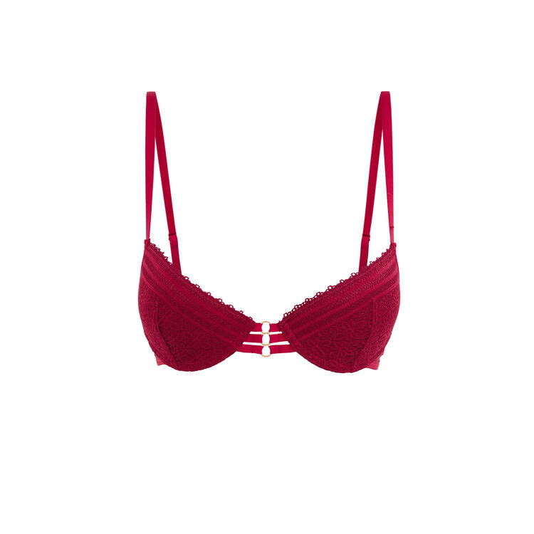 Sujetador push-up de encaje triasiz burdeos.