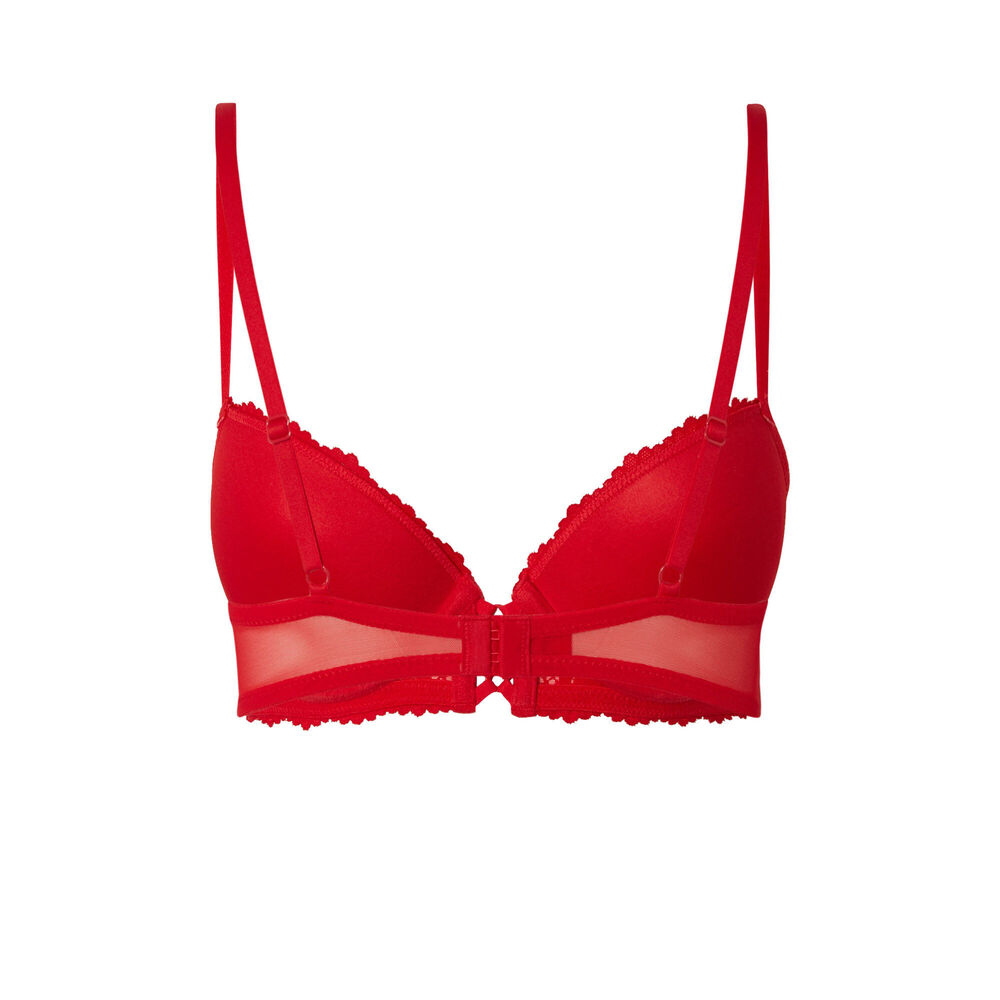Sujetador push-up de encaje con flores - rojo rojo.
