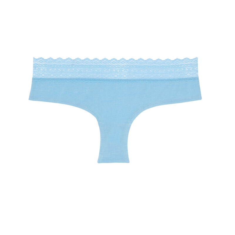 Braguita culotte de algodón y encaje - azul Braguita culotte de algodón y encaje - azul;