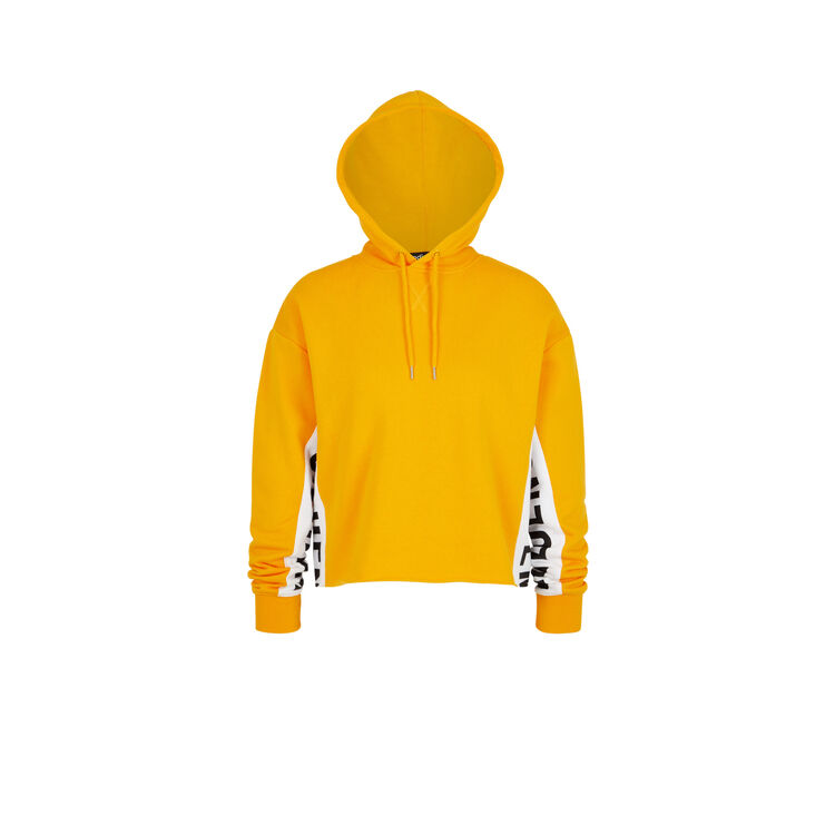 Sudadera con capucha y bandas laterales hellovibiz azafrán.