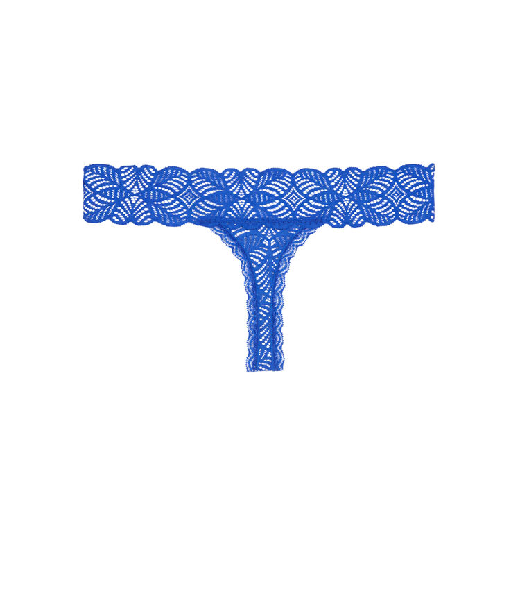 Tanga de encaje azul real azul real.