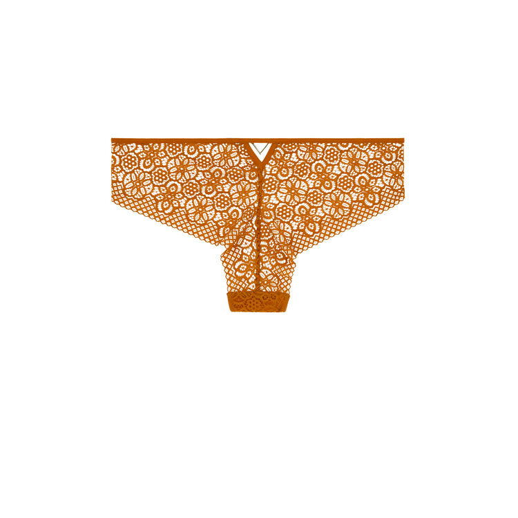 Braguita culotte de encaje con detalle de bisutería ethnobiz terracota.