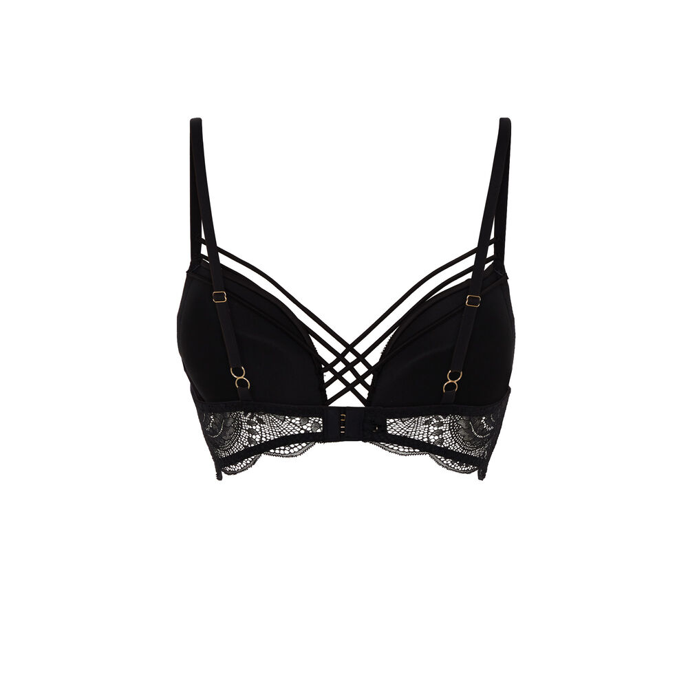 Sujetador push-up de encaje con cintas satinadas - negro negro.