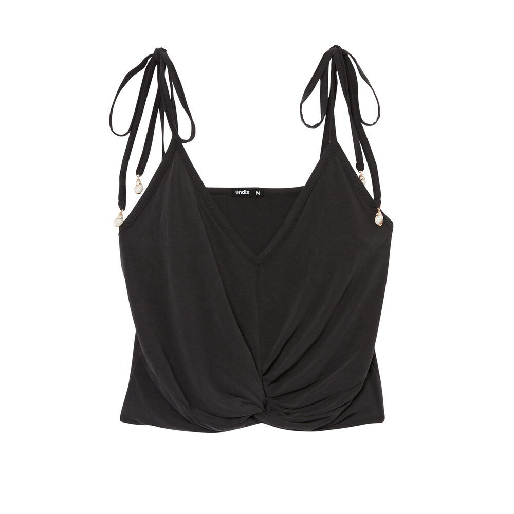Top con efecto anudado - negro negro.