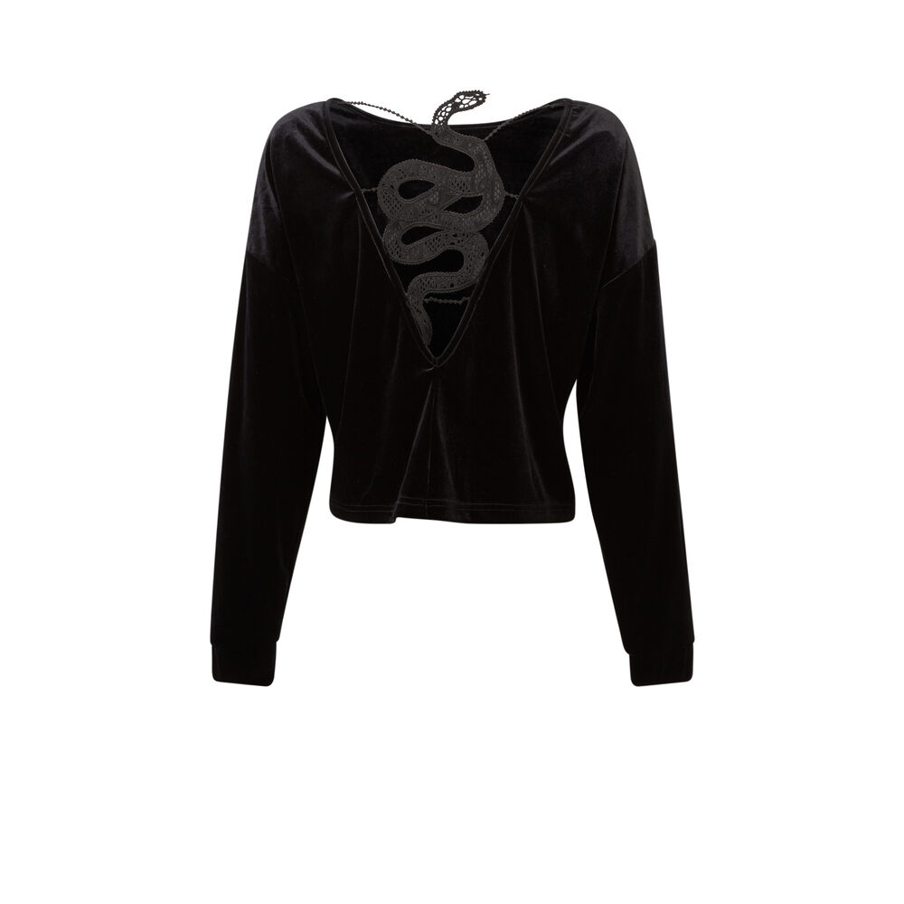 Sudadera de terciopelo con espalda con tatuaje de serpiente - negro negro.