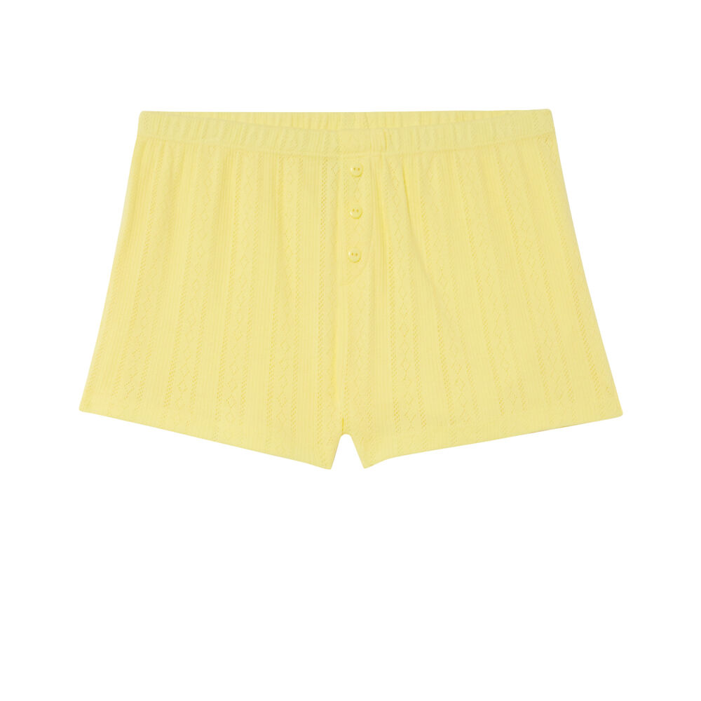 Shorts lisos de punto con puntitos - amarillo amarillo.