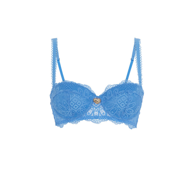 Sujetador push-up con detalle de joya - azul Sujetador push-up con detalle de joya - azul;