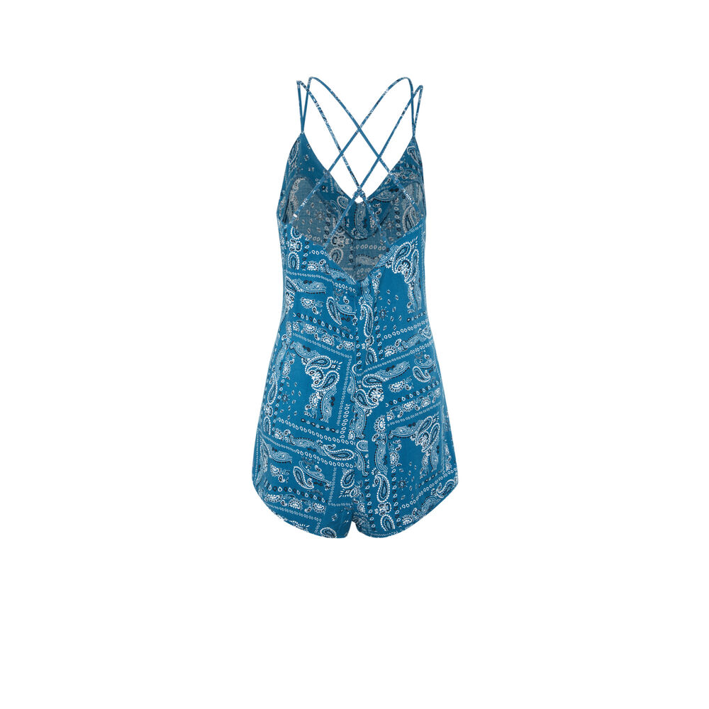 Mono corto con finos tirantes y estampado de bandana - azul azul.